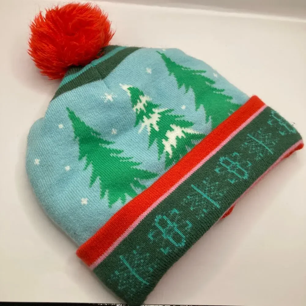 Disney Kids OS Santa Mickey Christmas Winter Pompom Beanie Novelty Ski Outdoors
